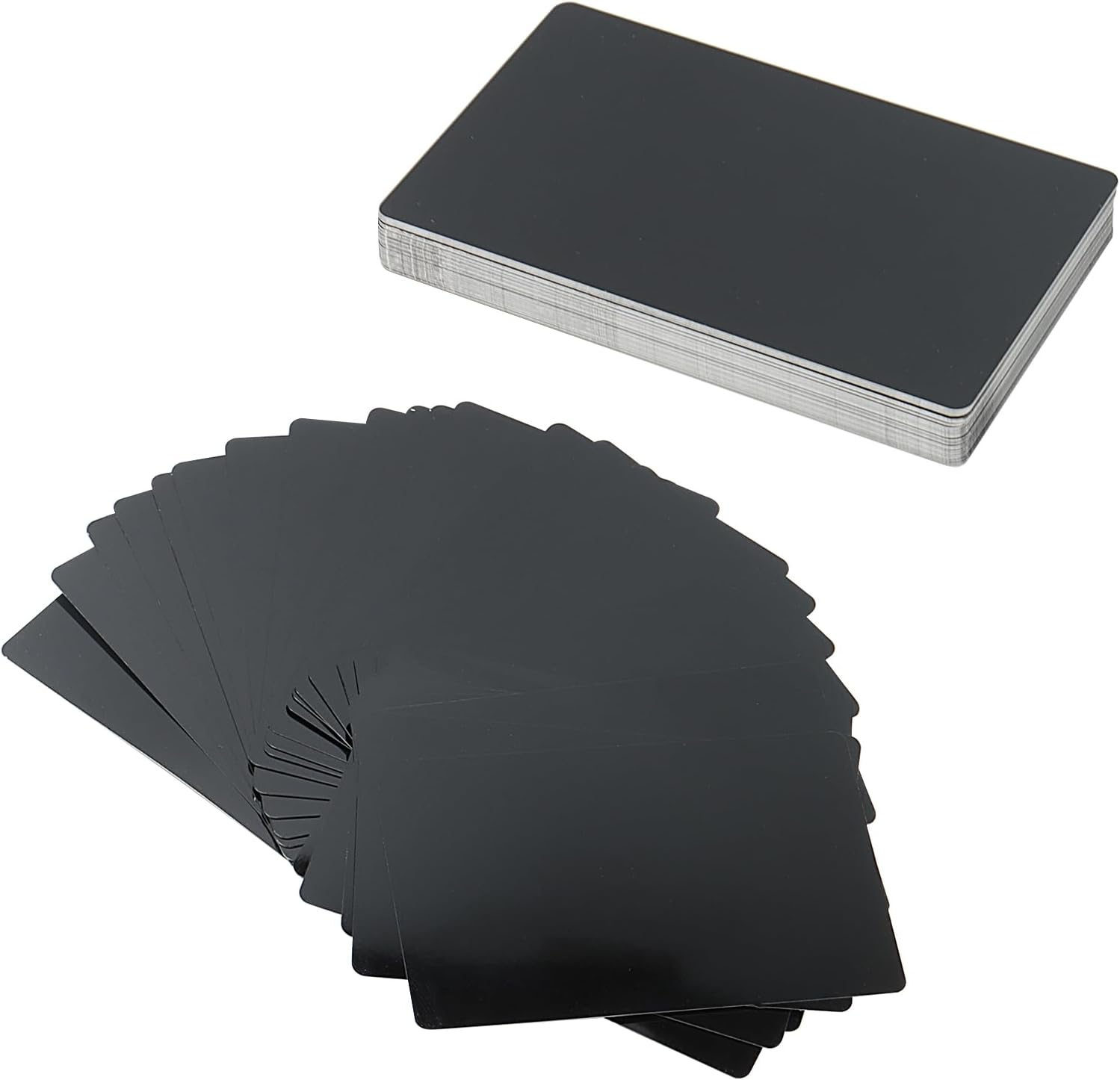 200Pcs 3.38 x 2.12 Inch Blank Metal Business Cards, 0.21mm Thickness Black Aluminium Name Visiting Card Blanks for Engraving, 86 x 54mm (Pack of 2)