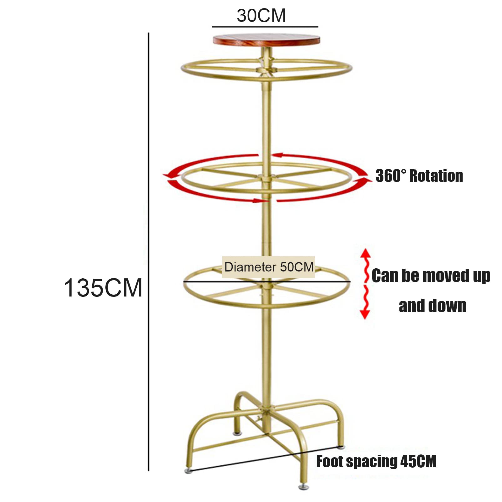 360 Rotación De Ropa Racting Heavy Duty Metal Garment Stand con Ruedas Organizador Colgante Ajustable para Boutique Home Tienda Al por Menor Negro