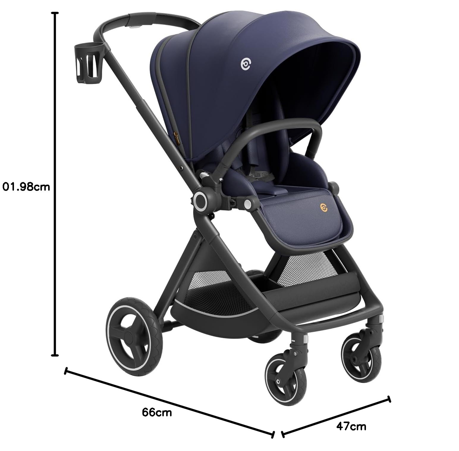 Passeggino Reversibile (Blu), ELITTLE EMU, carrozzina all in 1, passeggino 25 kg portata, reclinabile completamente, ruote all-terrian, UPF50+, per tutti i giorni e in viaggio