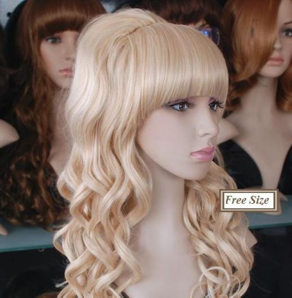 Womens Princess Layered Curly Cosplay Styled Hair Wig (Blonde)