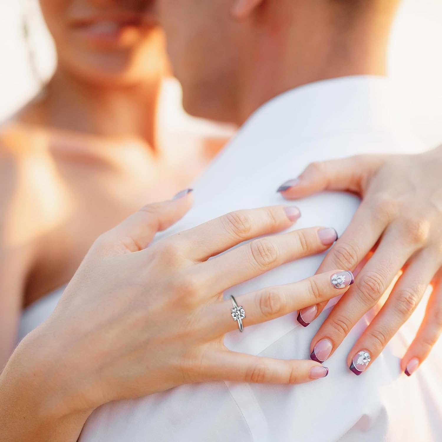 1/2CT Moissanite Solitaire Rings for Women D Color VVS1 Clarity Round Created Diamond and 925 Sterling Silver with 18K White Gold Vermeil Size 5-10 - Image 3