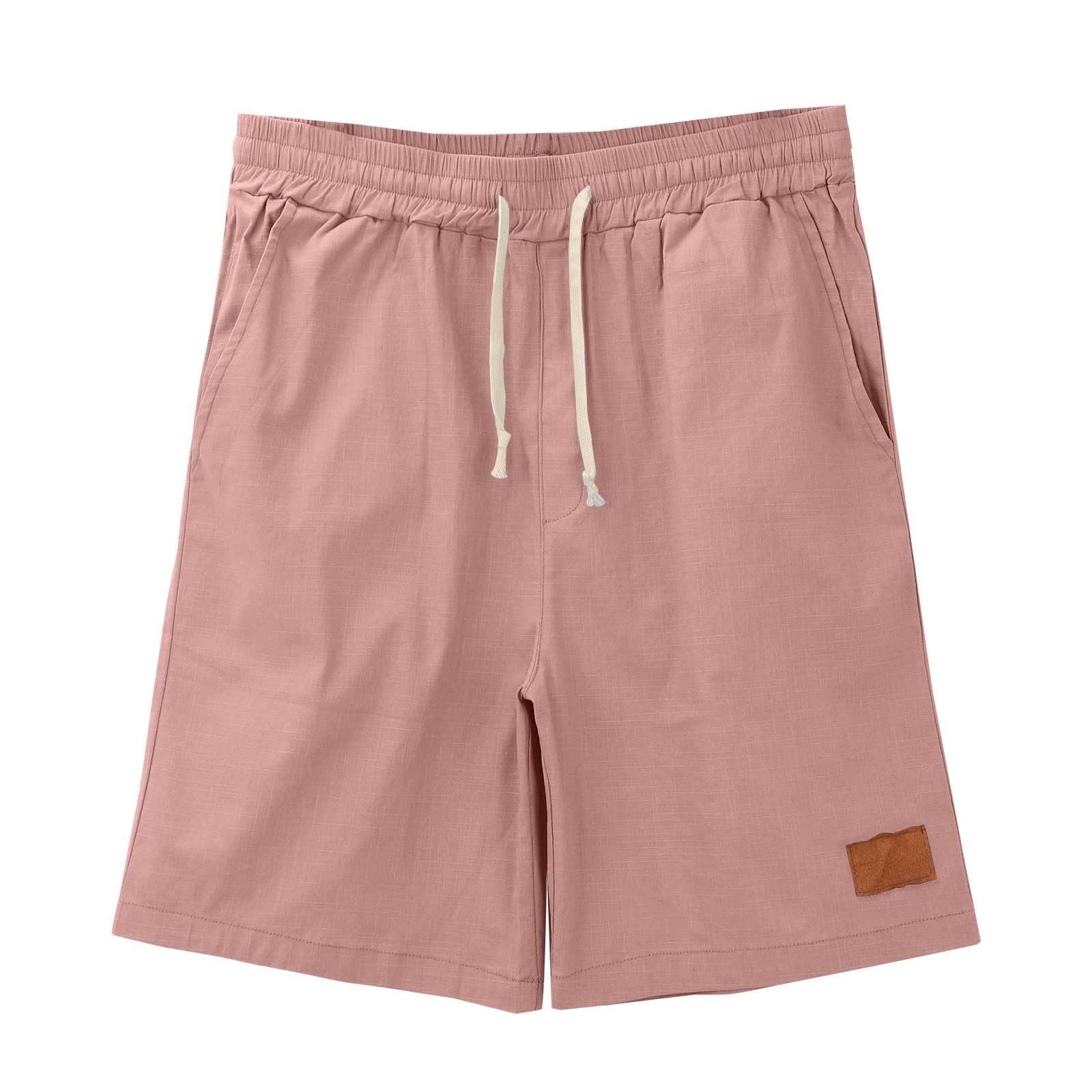 Pantaloncini da uomo in lino, lunghezza al ginocchio, estivi, da spiaggia