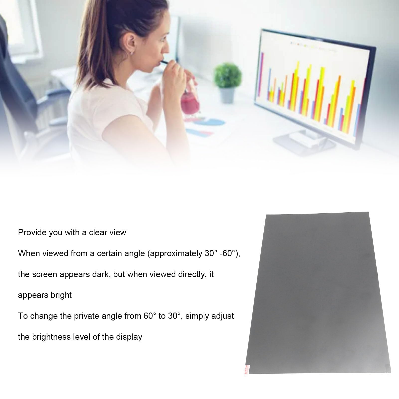 Filtro de Pantalla Privada para Computadora de 27 Pulgadas Resistente a los Rayos UV Anti Luz Azul para Espacios de Trabajo Abiertos y Áreas Públicas Material Pet 1 Unidad