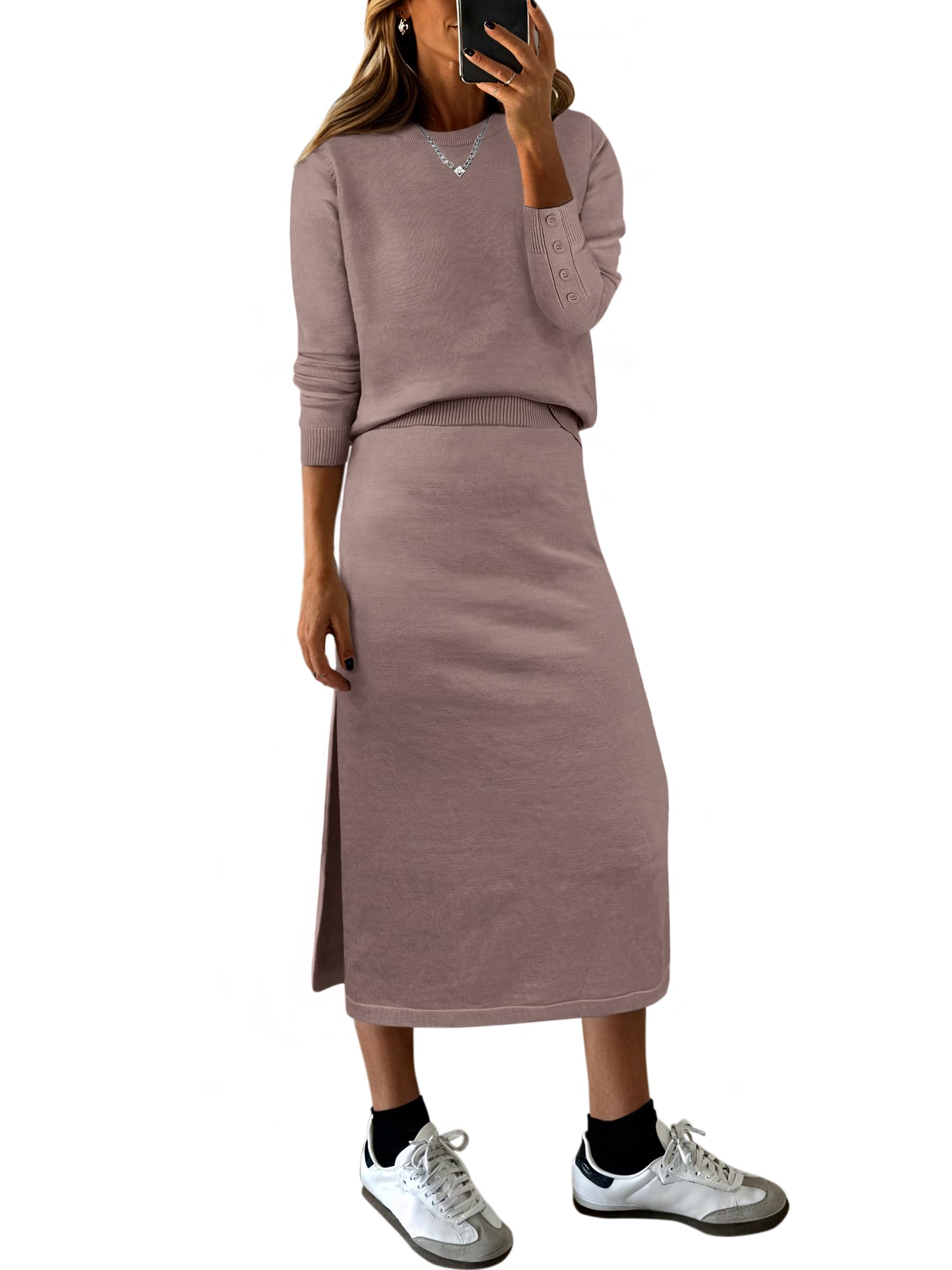 ANRABESS Sweater Skirt Set