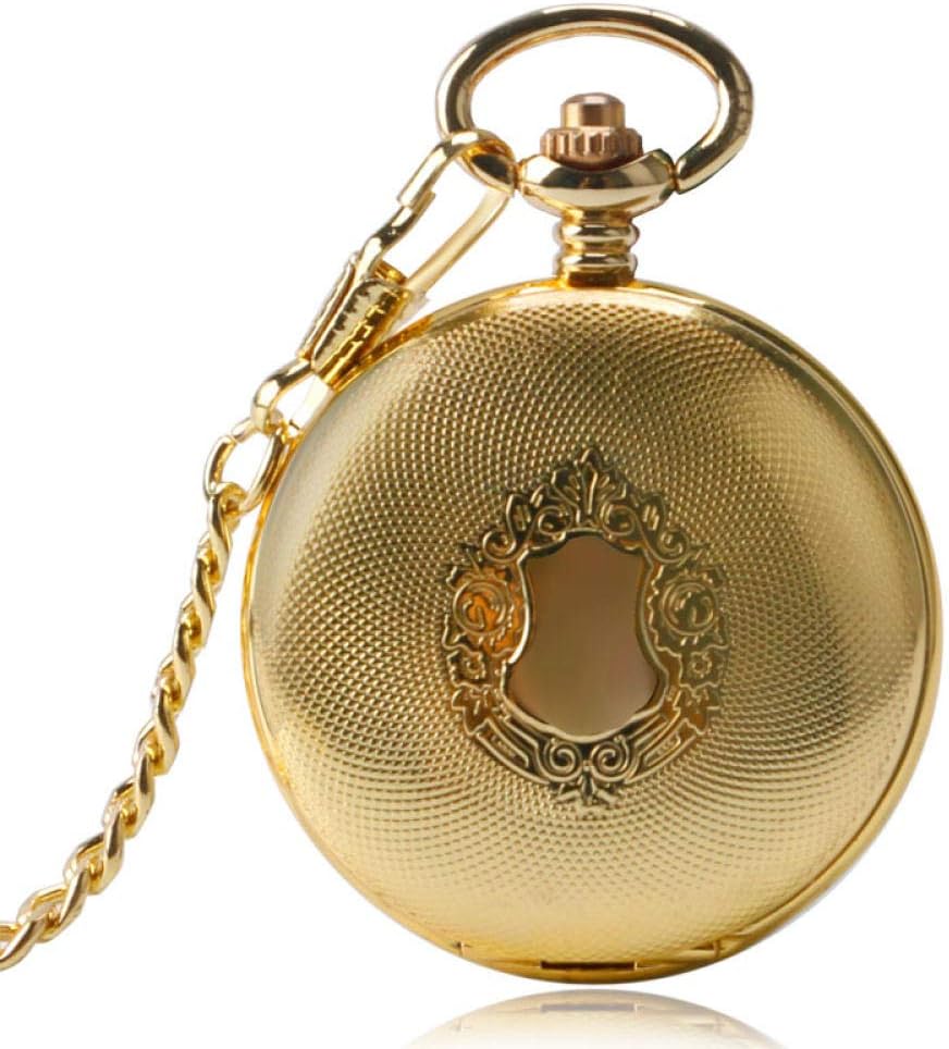 OIFMKC Pocket Watch Luxury Golden Pendant Vintage Automatic Mechanical Pocket Watch Open Face Roman Numerals with Golden Chain for Men Women