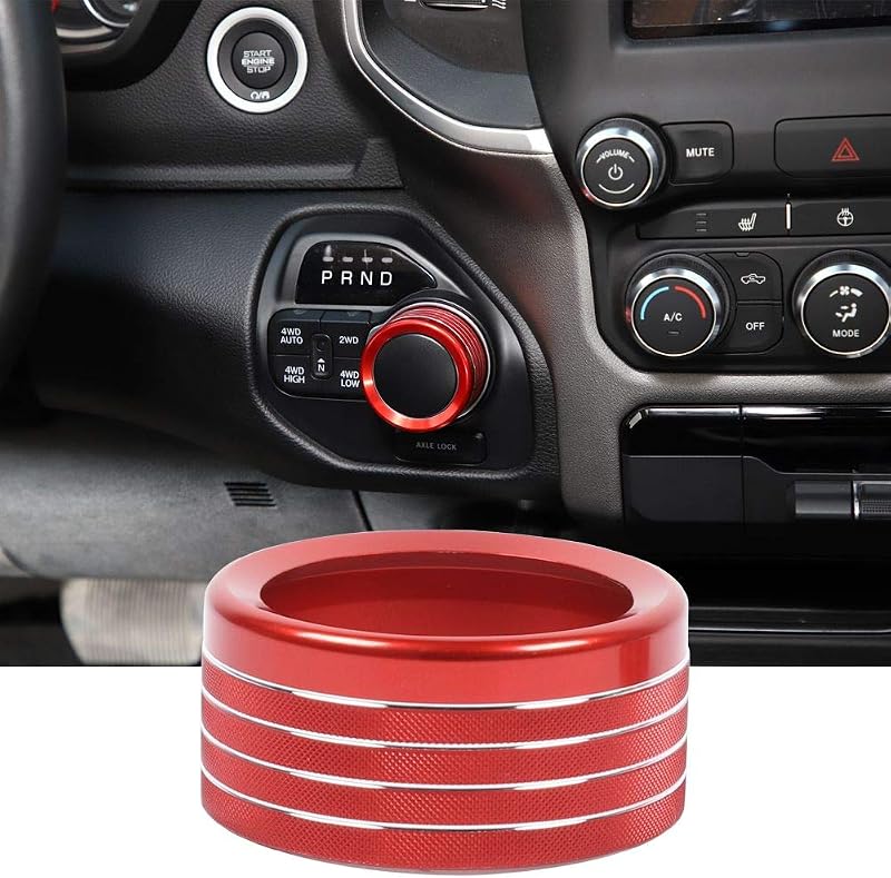 Capa do seletor de câmbio Dodge RAM Voodonala em alumínio anodizado vermelha para 2018–2024 – 1 unidade