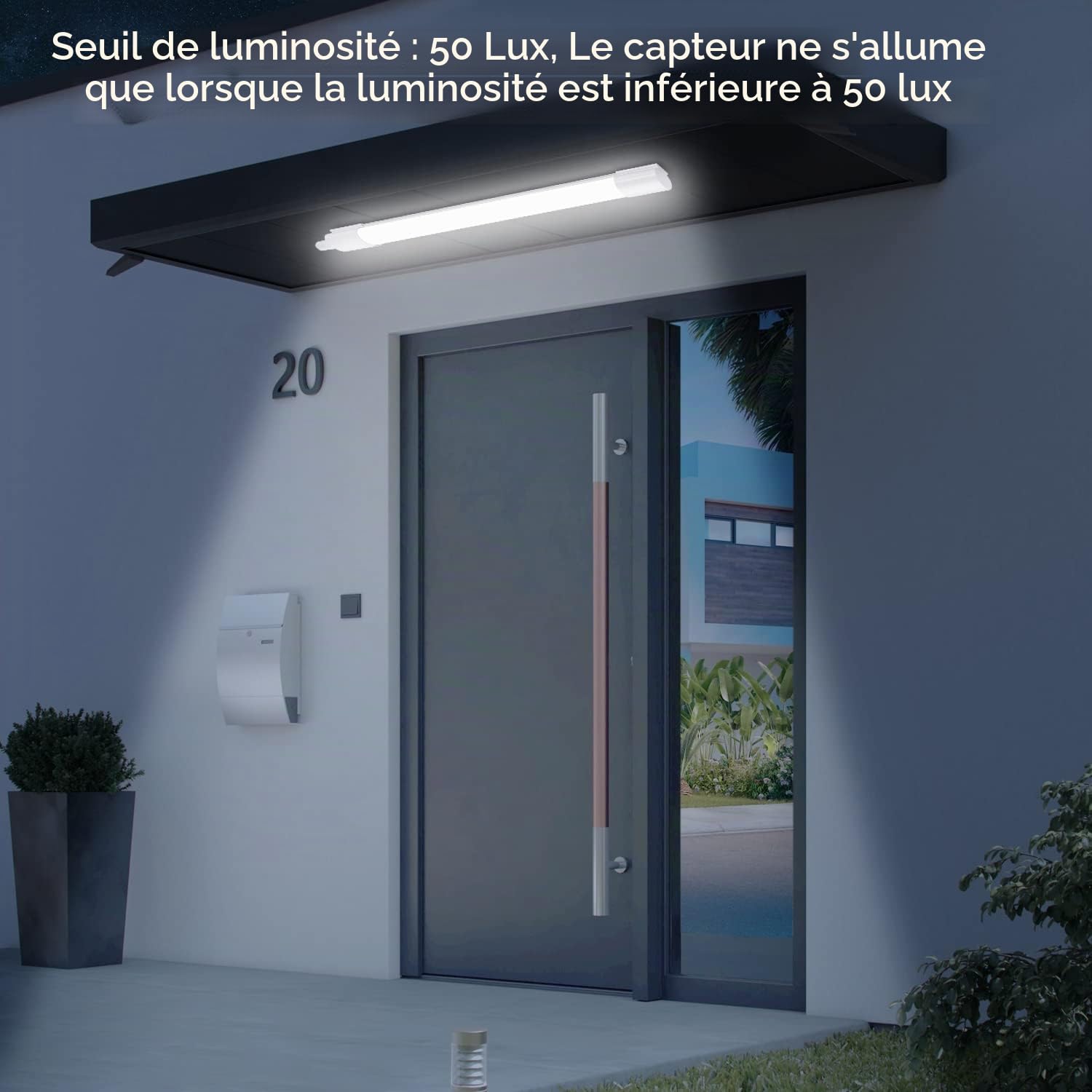 2pcs Neon LED Tube avec Détecteur de Mouvement 120CM, IP65 Imperméable Reglette, 36W 4000LM Plafonnier LED Tube pour Atelier, Cave, Garage, Bureau, Cuisine