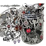 Scary Witch Mystery Jewelry Jar - 30-Piece Gothic Surprise Women's Jewelry Box with Necklace, Earrings, Rings and Bracelets - Unique Halloween Mystery Vampire Skeleton Costume Gift