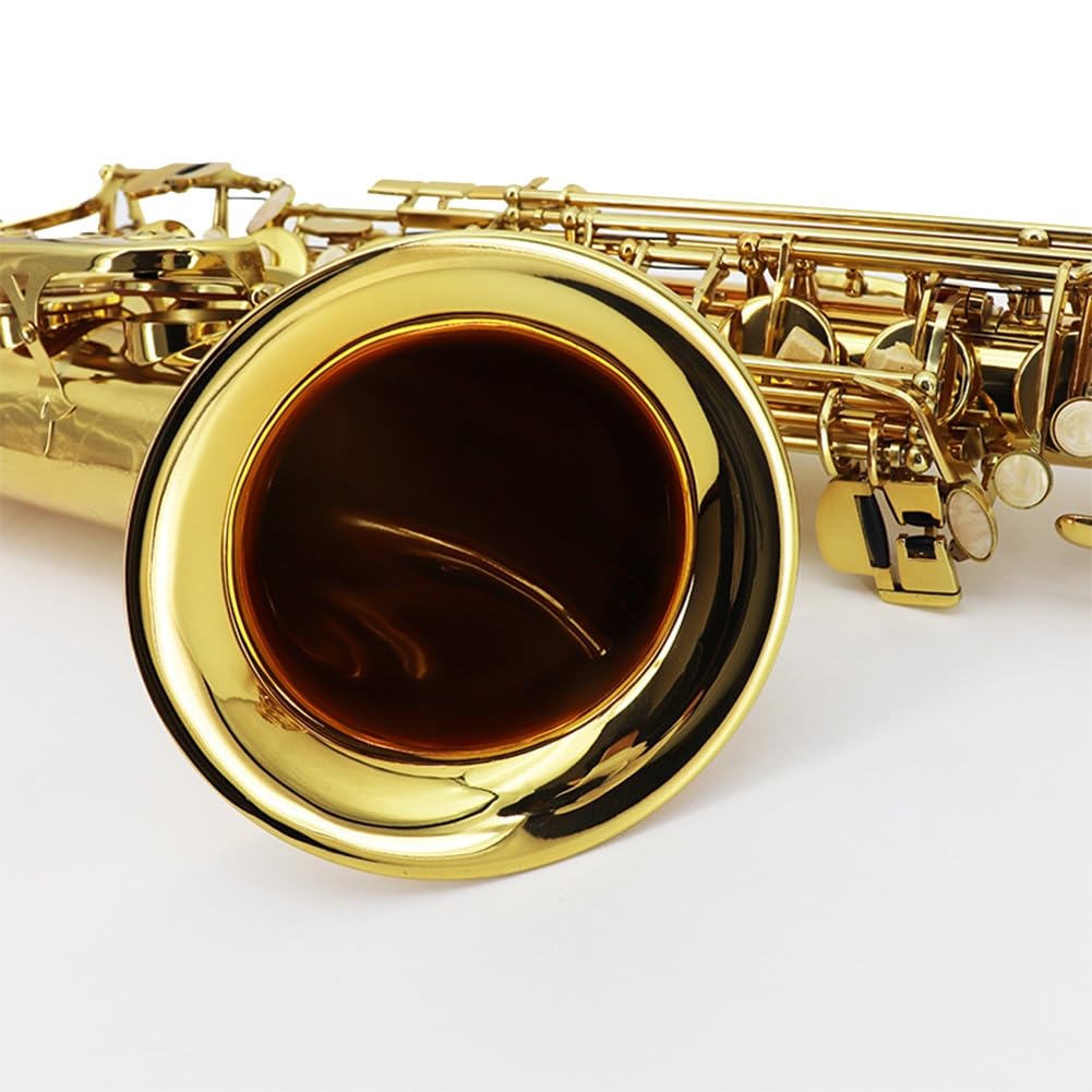Sassofono tenore in SIB Sax Corpo in Ottone Dorato Strumento a fiato per Principianti Sax Contralto Professionale con Custodia per Il Trasporto Guanti Panno per la Pulizia