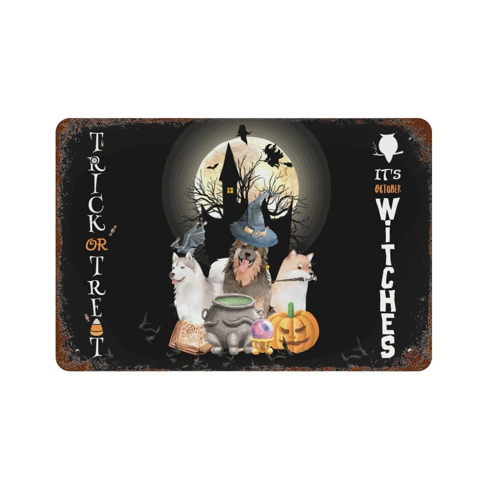 Panneau en métal Halloween Trick Or Treat 30,5x45,7 cm pour décoration murale
