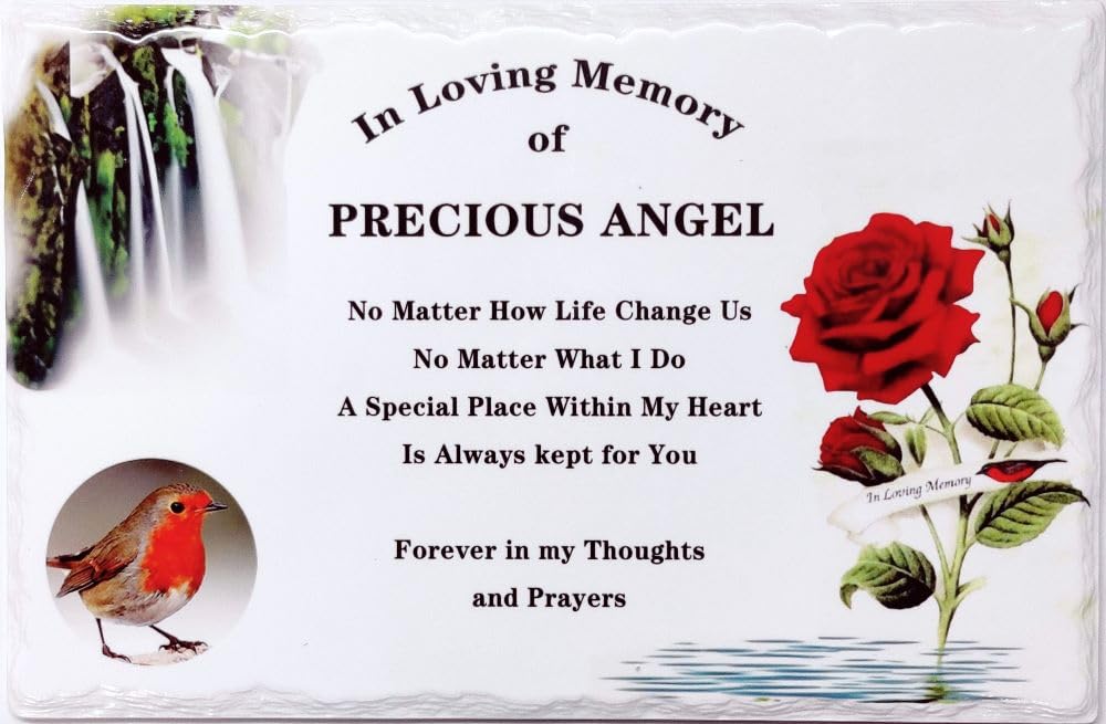 Old Tupton Ware Multicolour In Memoriam Tile Plaque - In Loving Memory Of Precious Angel