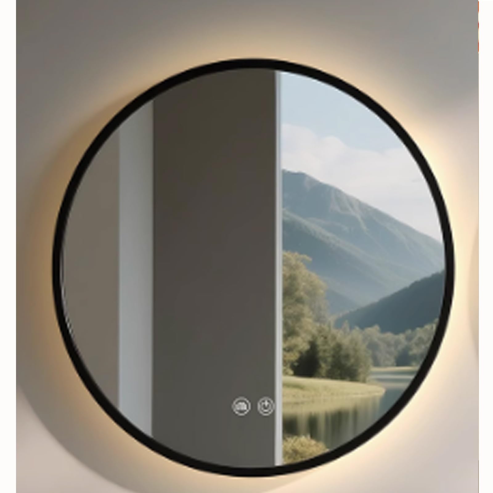 Miroir Lumineux Anti-Buée Rond avec Commutateur Tactile Intelligent