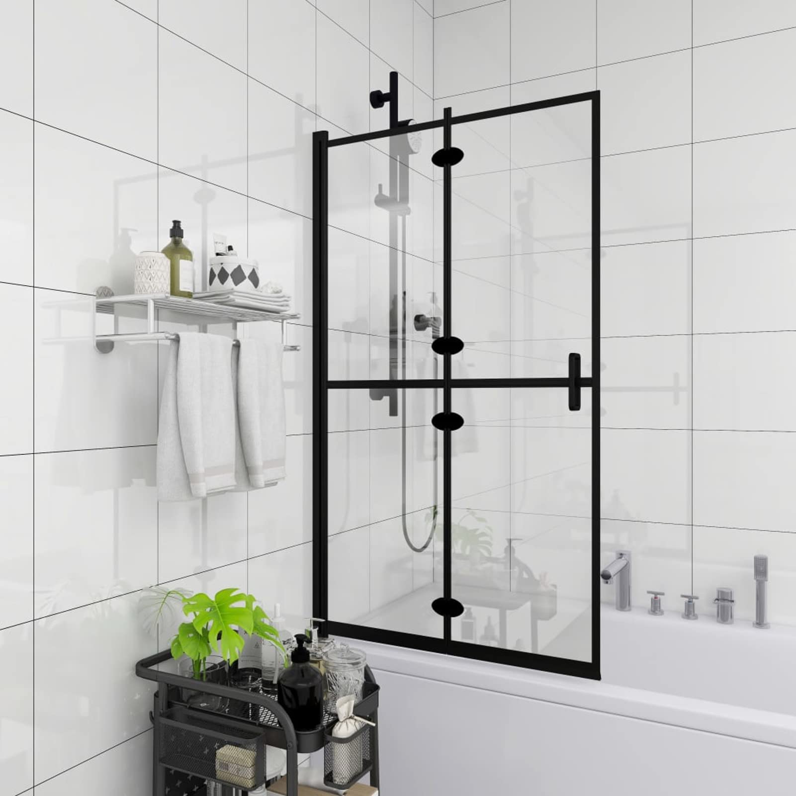 ShGaxin Mampara de Ducha Plegable ESG Negro 100x140 cm, Mampara Bañera, Mampara Baño Ducha, Cabina De Ducha, Mampara Baño 150819