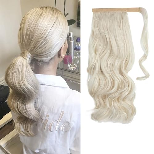 CJL HAIR Extensión de cola de caballo de 18 pulgadas, extensiones de cabello rizado, ondulado, sintético de alta resistencia, fibra falsa de cola de