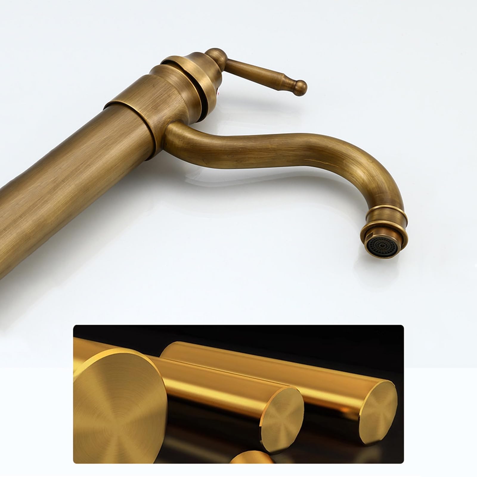 Grifo Exterior Jardin Vintage con Rotación De 360° Grifo para Patio Exterior Agua Fría Y Caliente Instalación De Encimera,32cm
