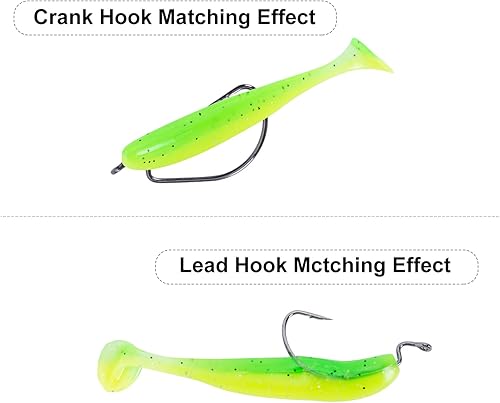 Miniatura 4 de Goture Kit de señuelos de plástico blando para pesca, anzuelos para cabeza de jig, señuelos para trucha, lubina, gusano de pesca, señuelos de pesca