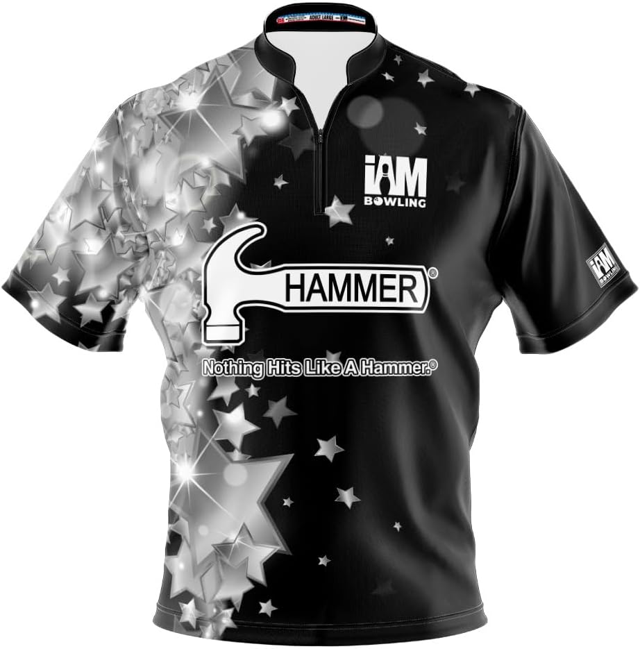 Logo Infusion I AM Bowling Jersey Short Sleeve Sash Collar 2137-HM Made in USA Hammer