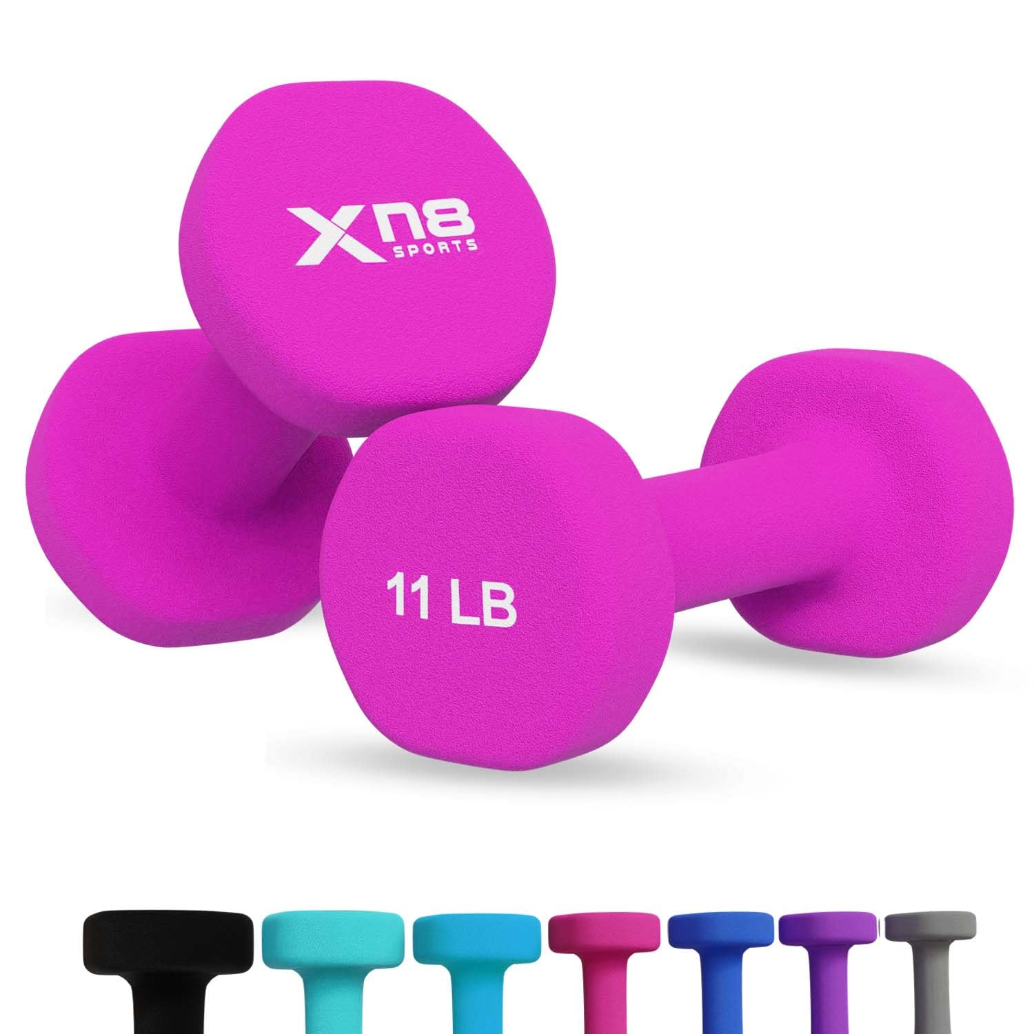 Dumbbell Neoprene Coated Weights Set - Hand Weights for Home Gym, Pilates, Cardio, Training and Fitness - Anti Sweat Hex Dumbbells with Comfy Grip - 1-44lb Set
