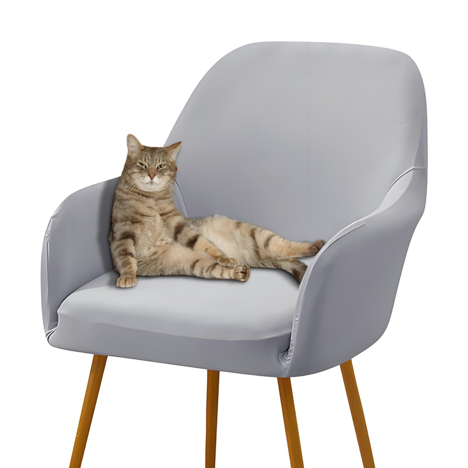 Ouxeer Waterproof Curved Chair Covers with Arms Stretch Chair Slipcover, for Dining Kitchen, Waterproof Swivel Arc Shaped Armchair Cover Protector(