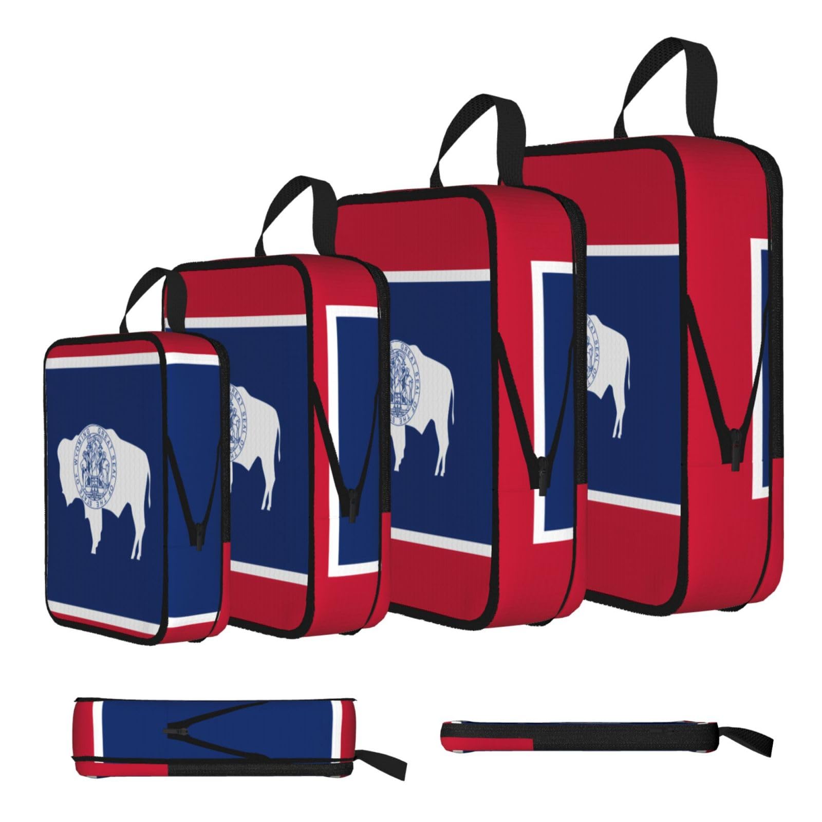 Wyoming State Flag Compression Packing Cubes 4 Piece Set
