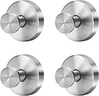 Fasbeu Silver Suction Cup Hooks for Shower - Waterproof No-Drill Stainless Steel Towel Hooks, Bathroom Kitchen Glass Tile (4 Pack)