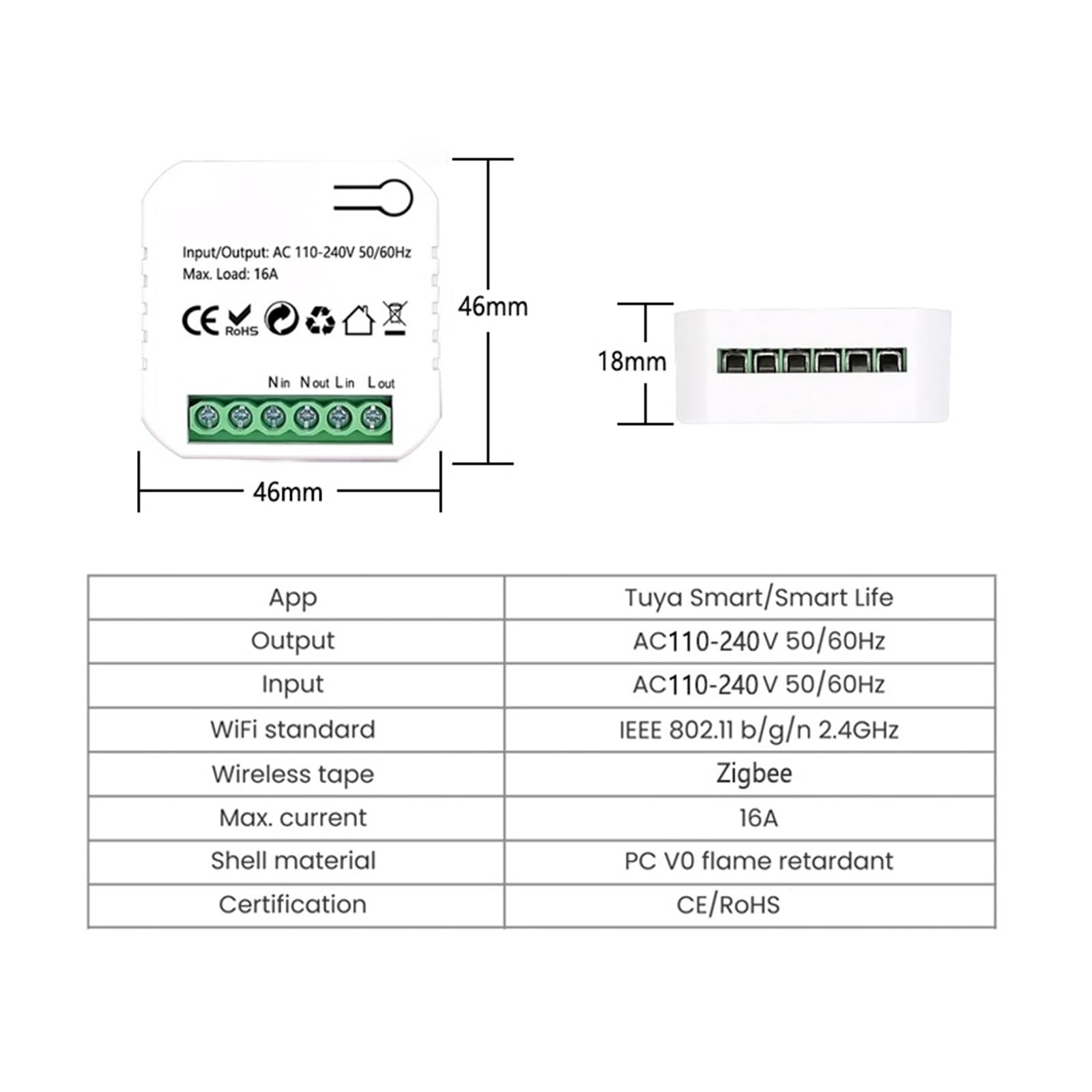 Tuya Smart ZigBee Socket Switch Module KWh Meter Monitor Energii Timer 16A Zabezpieczenie Przed Przeciążeniem Dokładne Monitorowanie Energii(2 pieces)