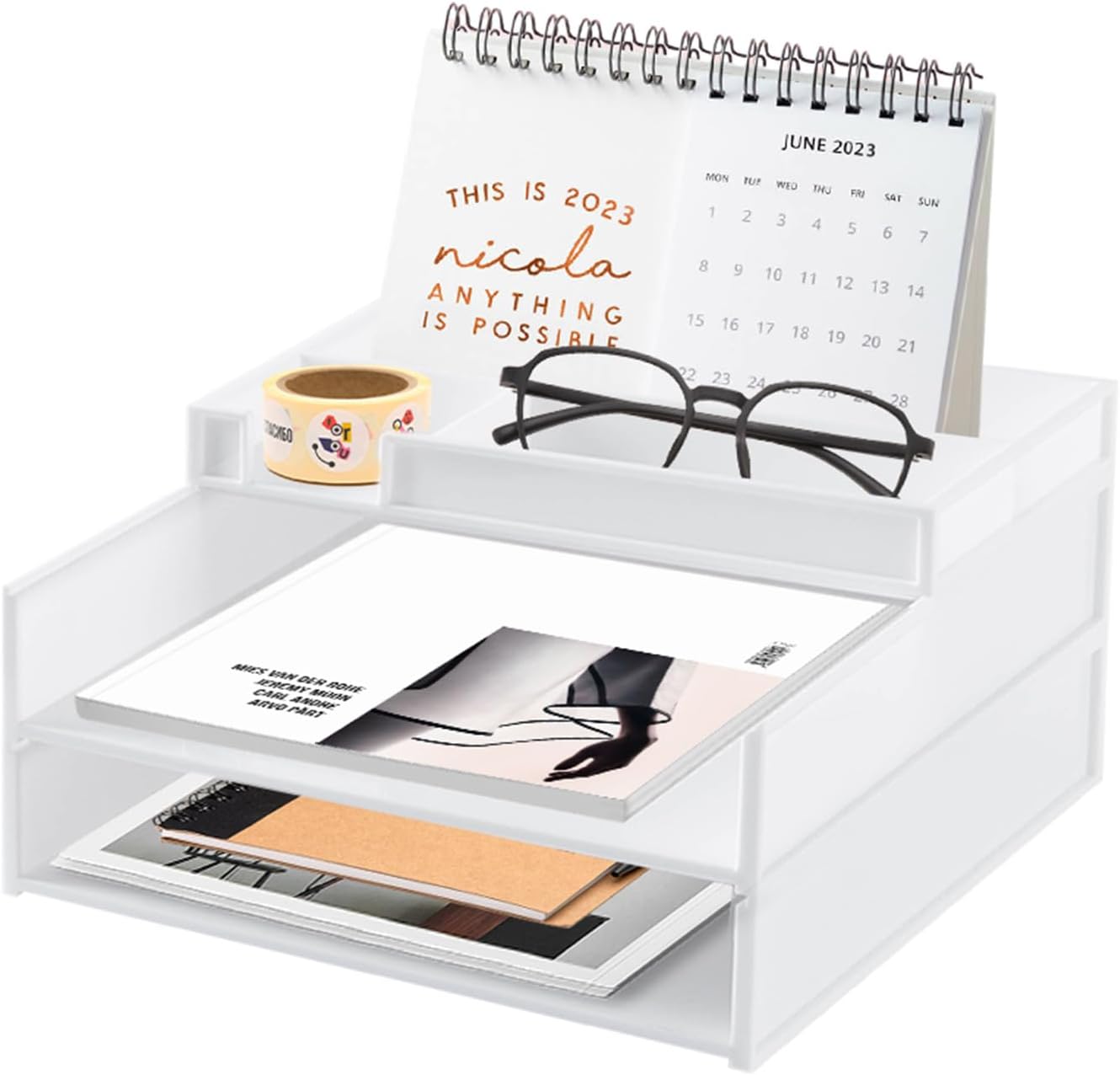 HASA Zone Schreibtisch Organizer - Stapelbare Ablagefächer Mit Stifthalter