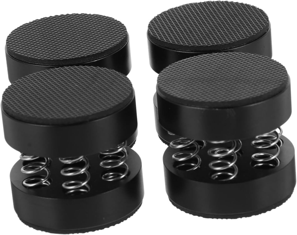 4pcs Shockproof Audio Spring Pads Non-Slip Speaker Feet for Enhanced Stability and Vibration Dampening for Home Theater and Studio Use Stylish Black Aluminum Design