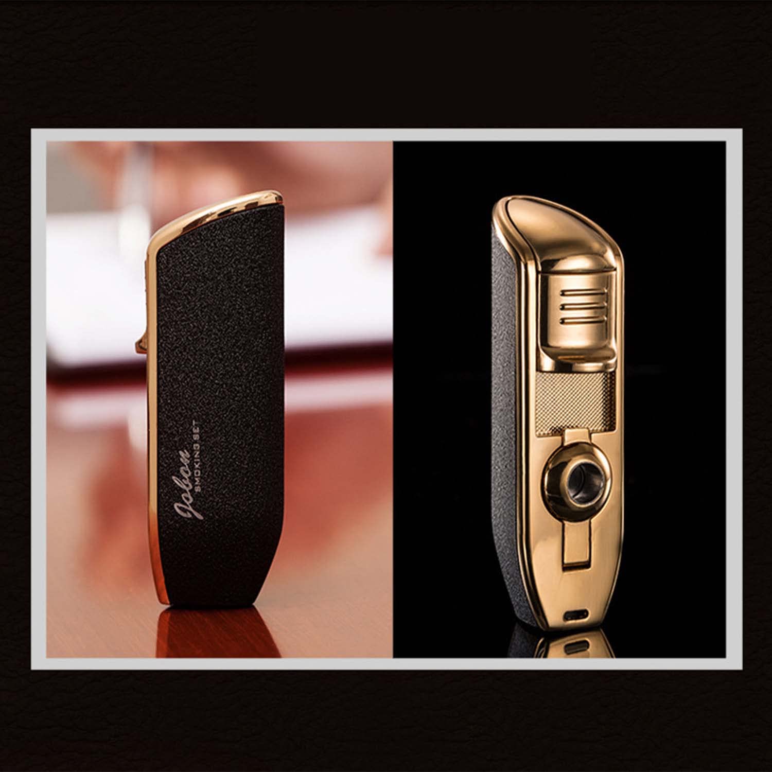 Briquet Torche avec Coupe Cigare Feu Réglable Coupe-Vent Triple Jet Flamme avec Coffret Cadeau pour Cigar Candle Camping Survival, Paquet de 4 (sans Gaz)