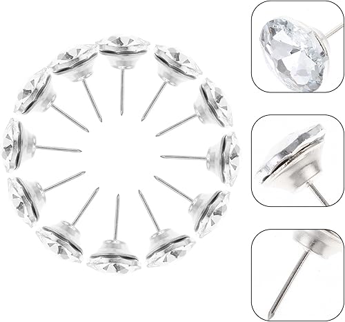 Miniatura 7 de Amosfun Tapicería con botones para tacos, cabecero de muebles de diamante, forma de diamante, 0.984 in, cristal duradero, clavos para cabecero,