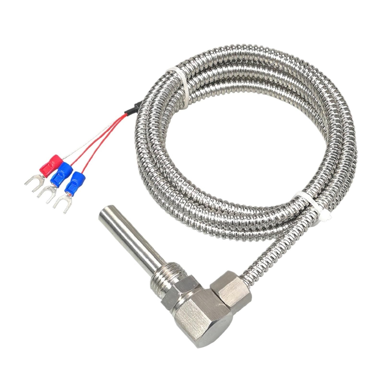 WZPT-D2M16 Sensor de temperatura del rodamiento del motor Sonda PT100 Rosca M16 de ángulo recto -50 a 200 °C Cable de acero inoxidable 1-5 m | Pt100-4M