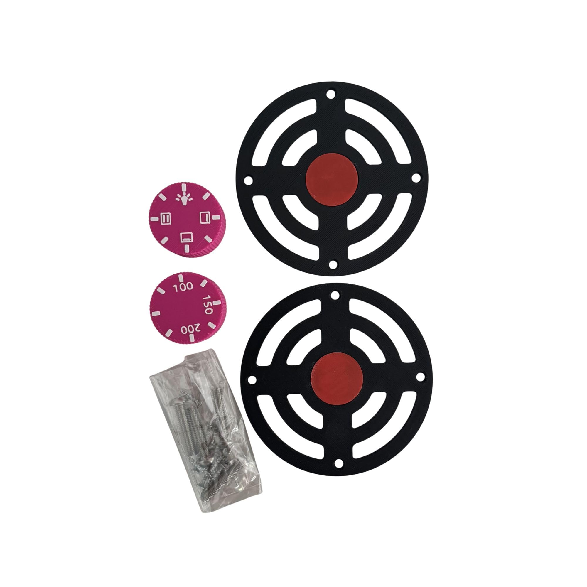DIY Mud Play Kitchen Cooker Rings and Dials Set, Black Hob Accessories, 4 Pack (Magneta, 2Dials and 2Hobs)