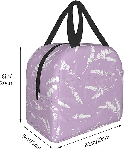 Miniatura 5 de carati - Lonchera reutilizable, bolsa de almuerzo térmica, bolsa para viaje, compras, picnic, duradera, diseño de lindas flores de lavanda en