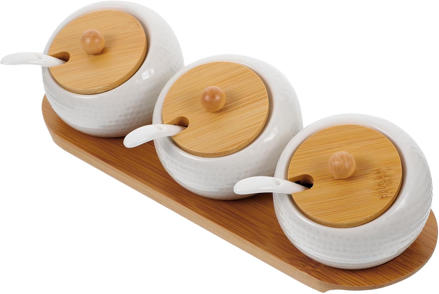 1Set Ceramic Kitchen Condiment Pots Spice Jars with Lids and Spoons Capacity Seasoning Containers for and Storage