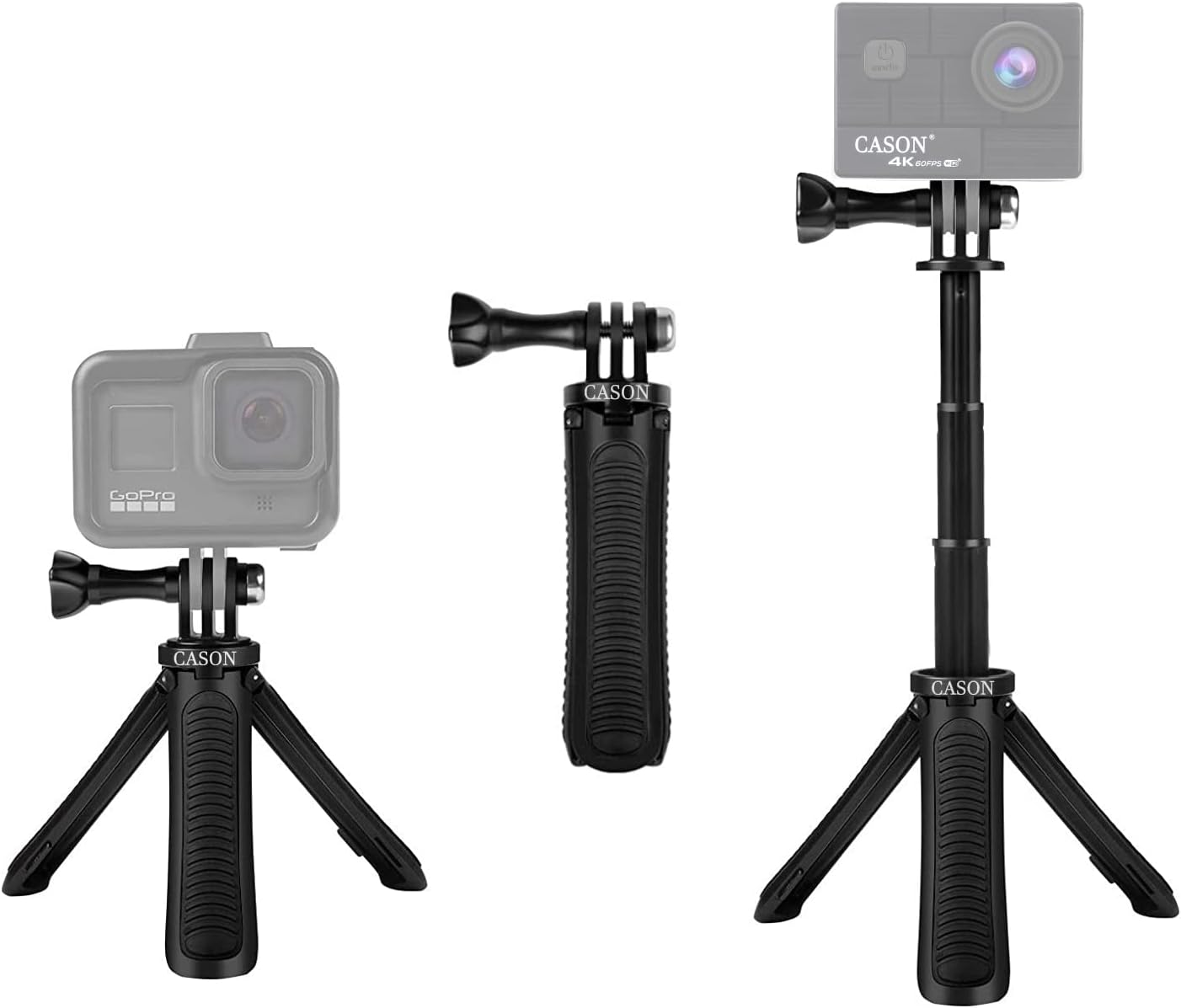 Tripod Monopod with Mini Selfie Stick & Tripod Kit for Action Camera Cason CN10,CS6, gopro Accessories, Gopro Hero 10/9/8/7/6/5, DJI Osmo Action,SJCAM and All Action Cameras (Black)