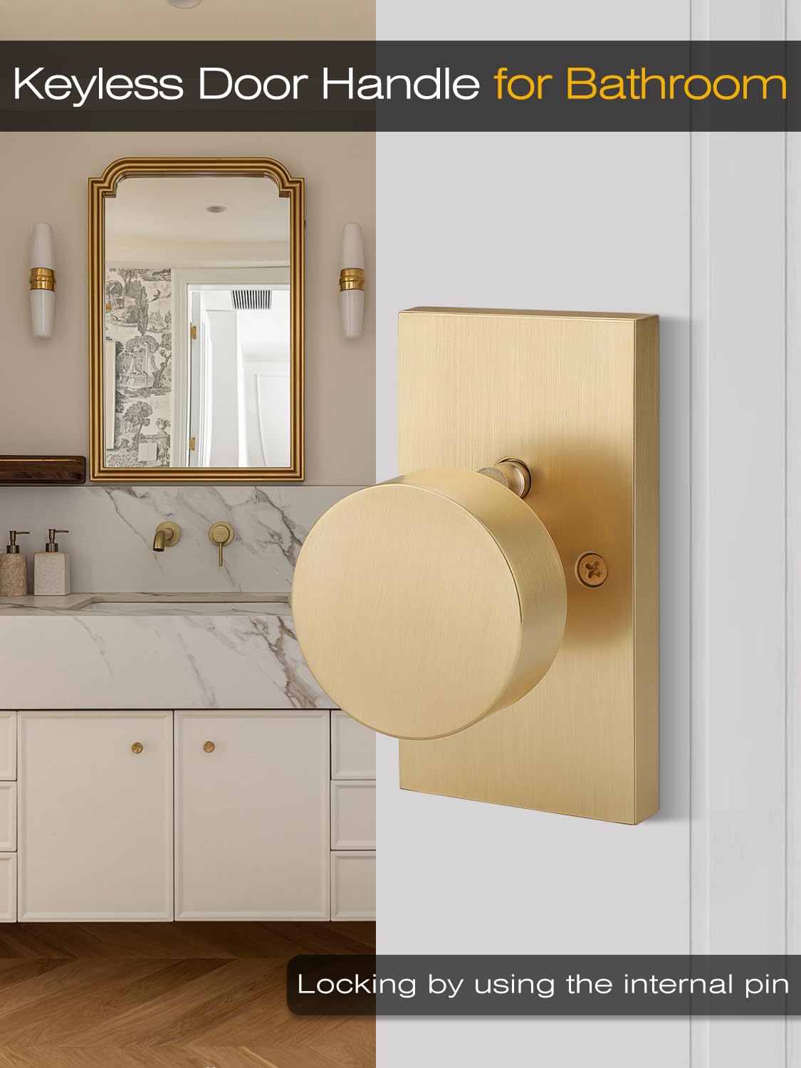 Satin Brass Privacy Door Knob - Keyless Entry -2 Satin Brass Privacy Door Knob - Keyless Entry -2