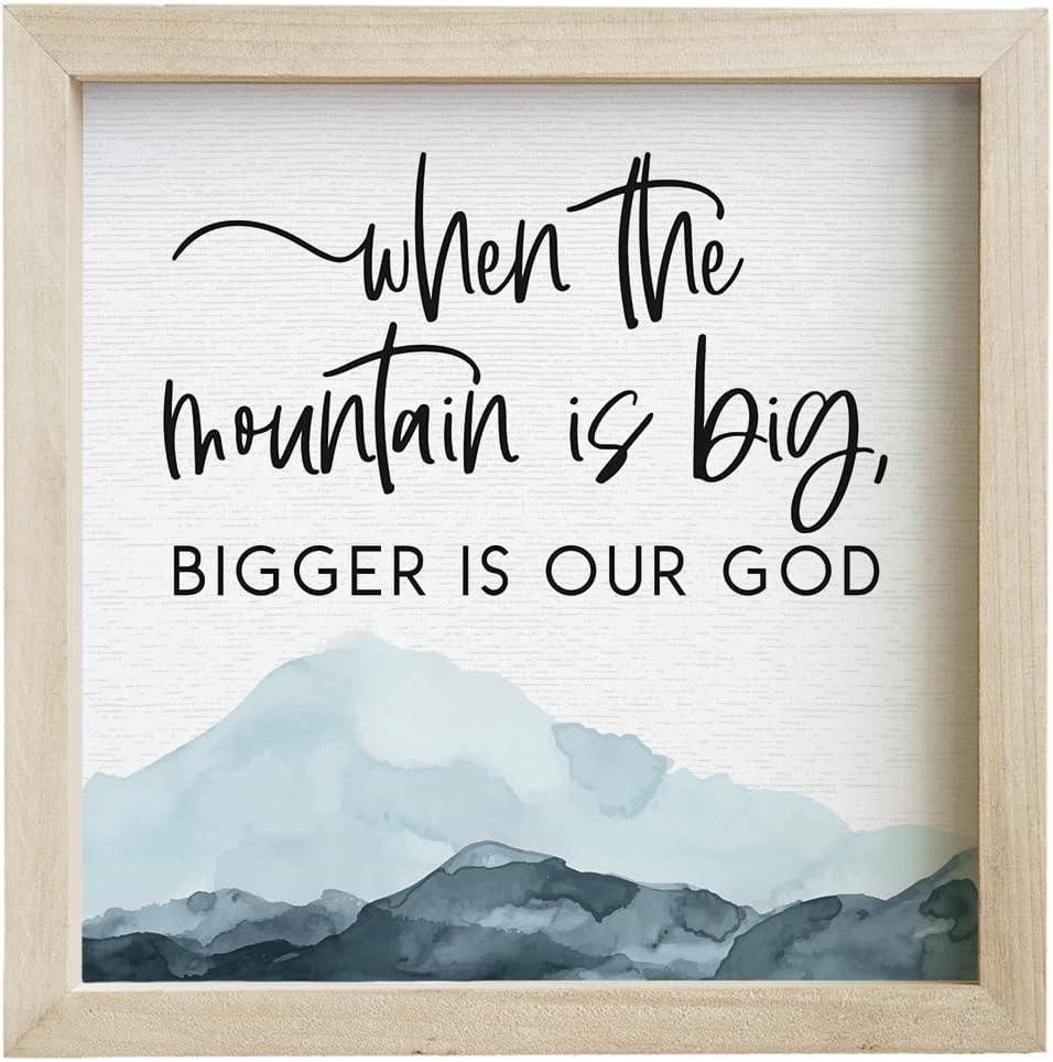 Rustic Frames Faith Decor, Bigger is Our God, 10 x 10 inch Wood Sign, Made in USA, RF1419