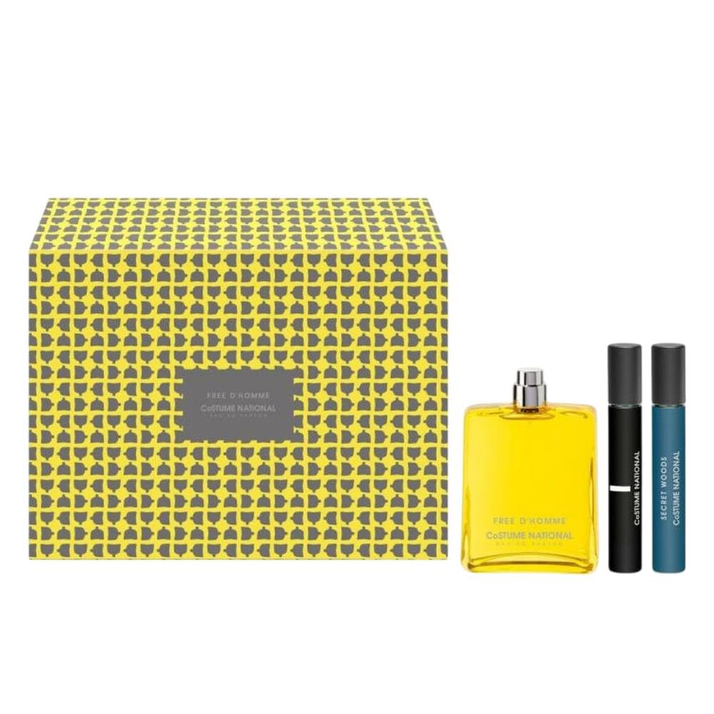Costume National Free D'Homme Cofanetto Regalo, Eau de Parfum 100 ml con Travel Size 7,5 ml e Secret Woods 7,5 ml, Set 3 Pezzi