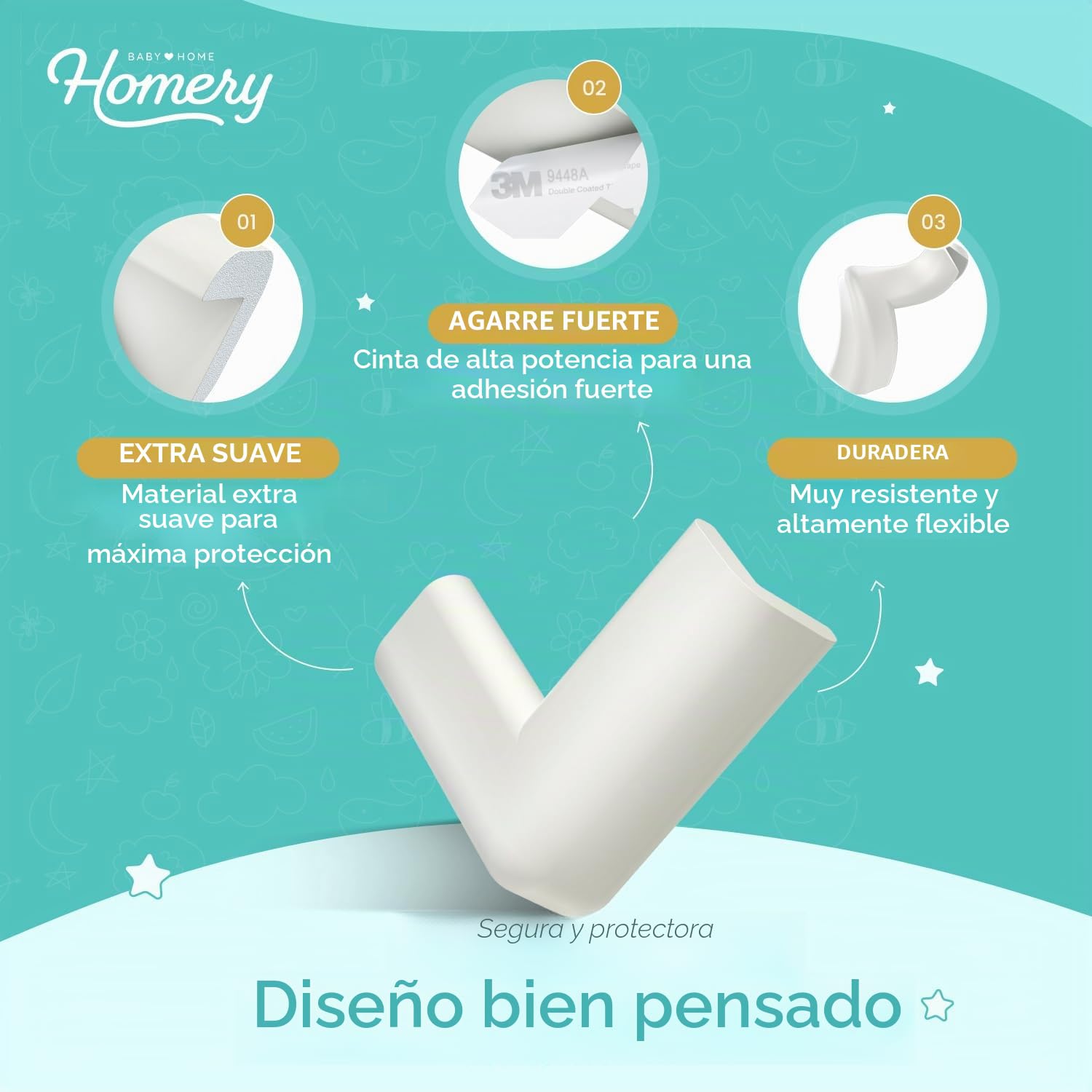 Protector de esquinas para bebé (12 unidades), autoadhesivos, protectores de esquinas de mesa de espuma, protectores de esquinas suaves para bordes de mesa, muebles y esquinas – blanco