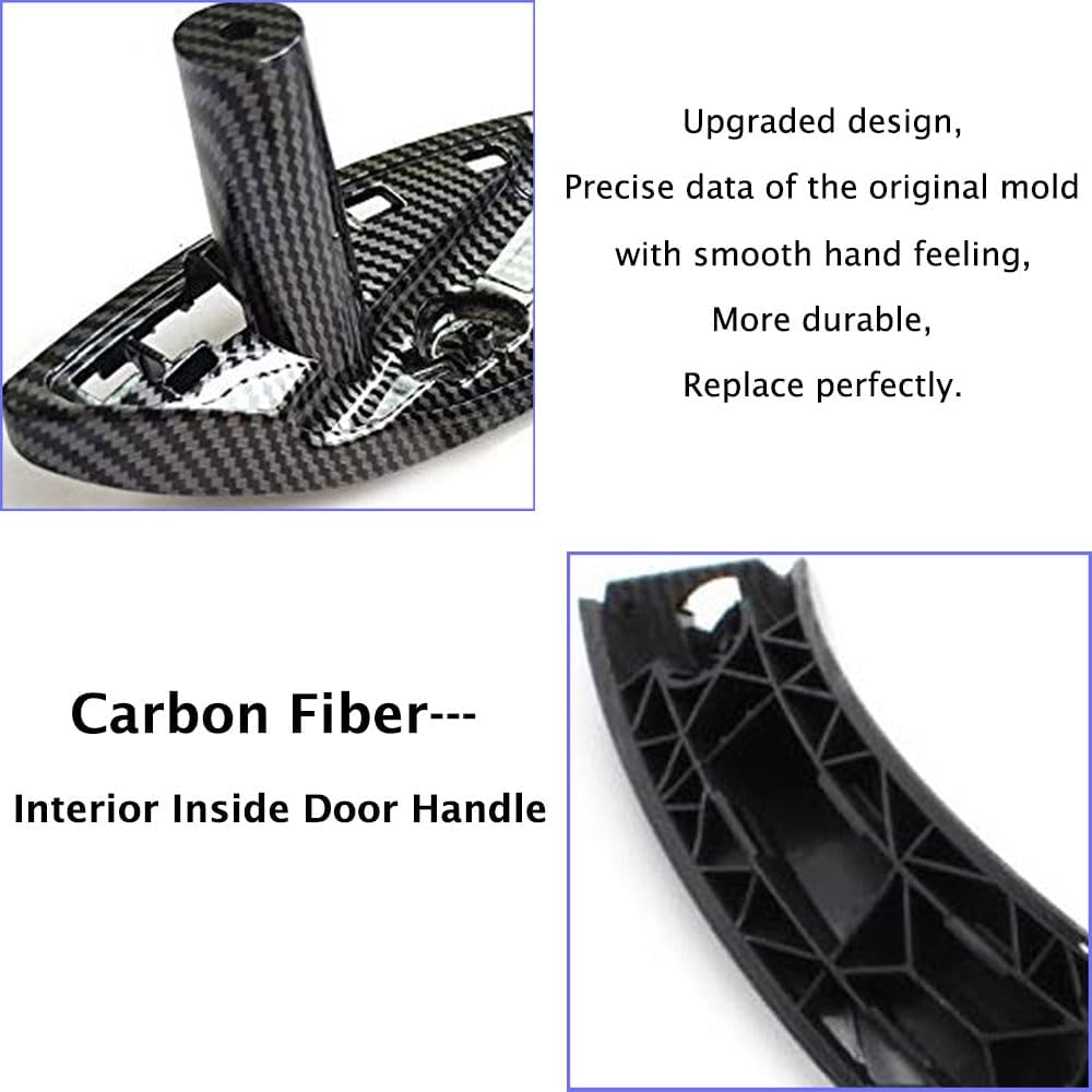 for BMW 3/4 Series Door Handle, Carbon Fiber Front Inner Door Pull Handle Passenger Side Armrest Bracket Cover Replacement Kit for BMW M4 F30 F31 F32 F33 F34 F35 F36 F80 F82 F83 2012-2018