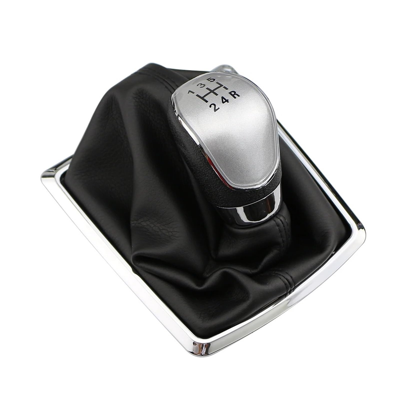 SAUANMNKTP Gearshift Knob for Focus Mk2 2005-2011 5 6 Speed Car Gear Shift Knob Lever Shifter Collar(5Speed Silver)