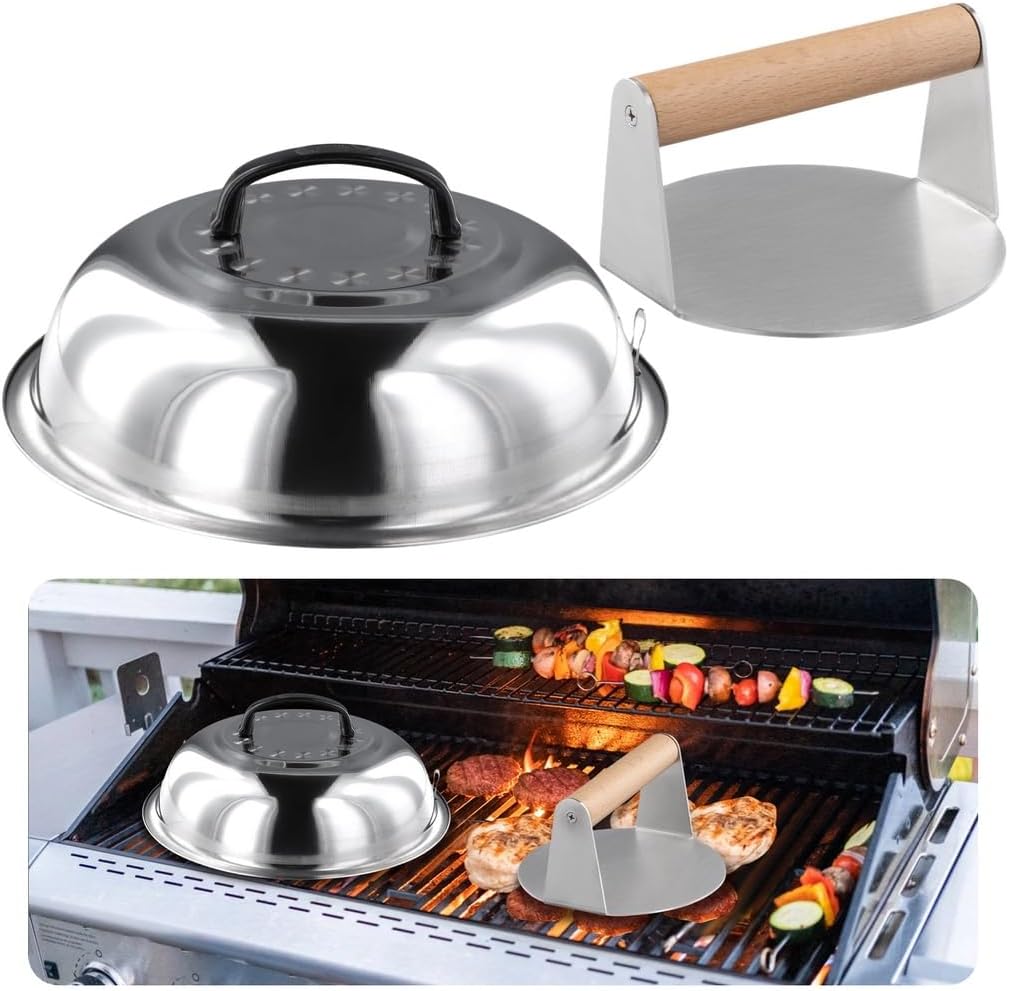 11.4-Inch Basting Burger for Steel Heavy Stainless Press, Cooking, & Steel Flat-Top Dome Cover, Grilling, Press