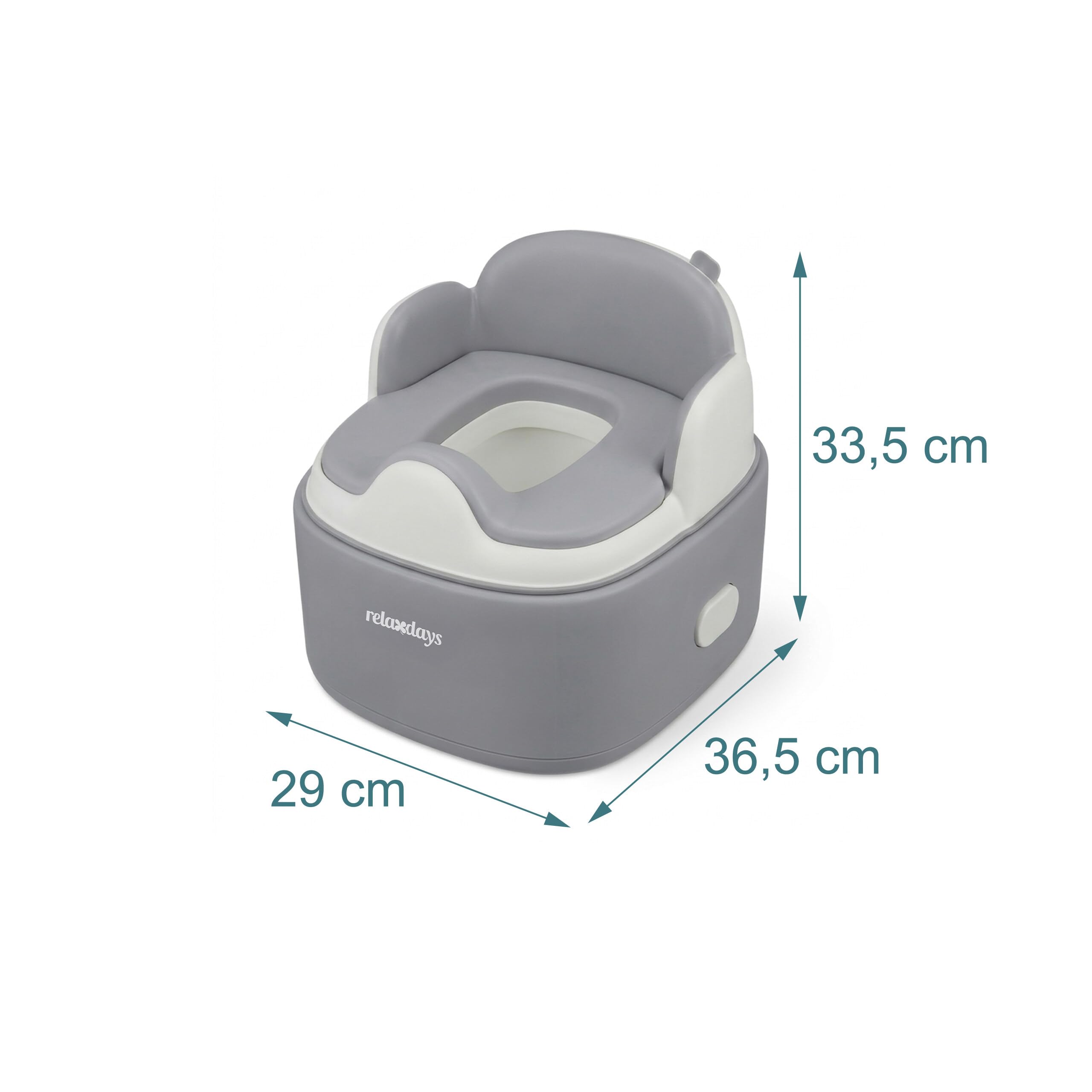 Relaxdays Vasino 4-in-1 con coperchio, grigio | A x L x P: 33,5 x 36,5 x 29 cm, riduttore WC e sgabello, da viaggio