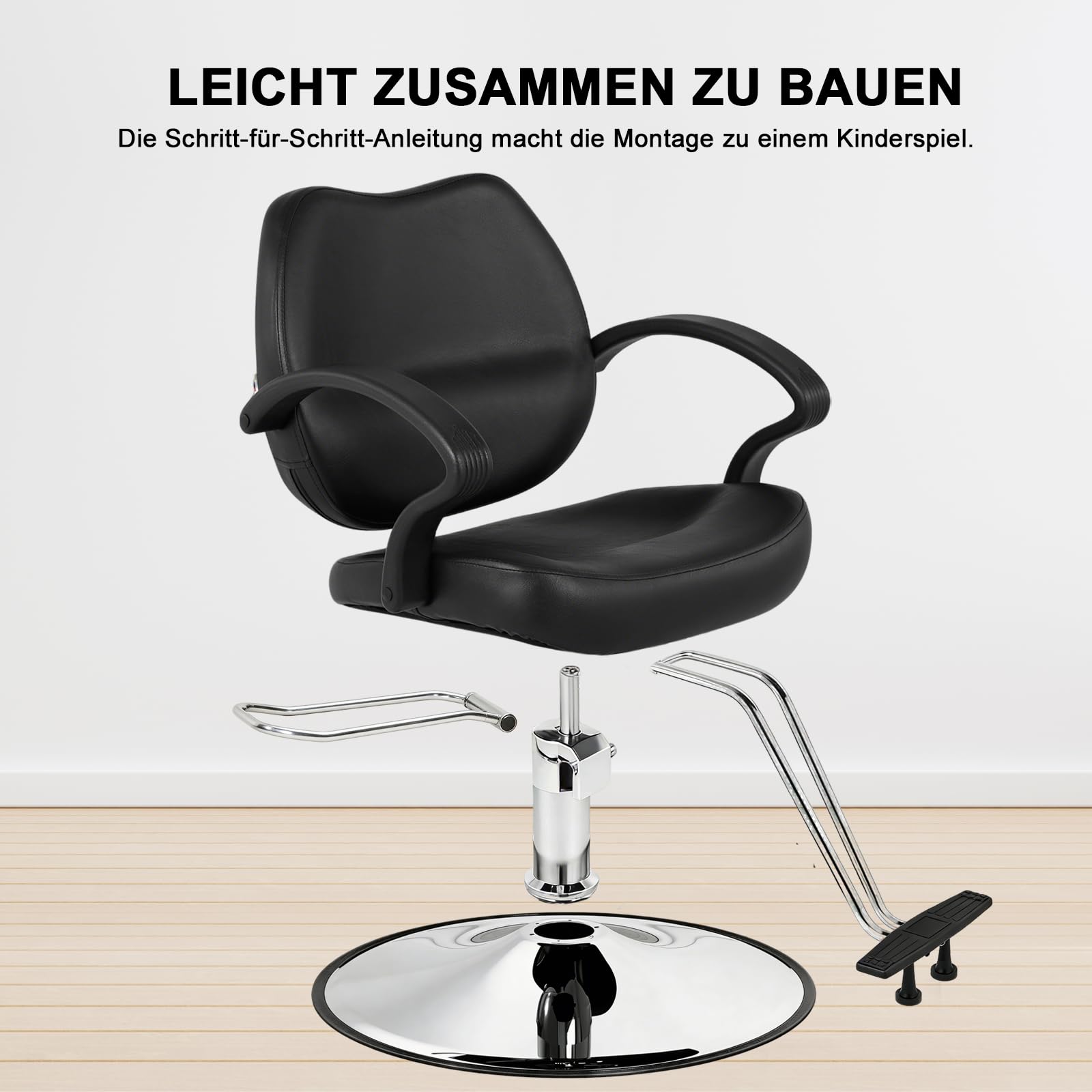 Artist Hand Friseurstuhl Hydraulischer Barberstuhl 360° Drehbar Höhenverstellbar Fußstütze Salon Barbershop