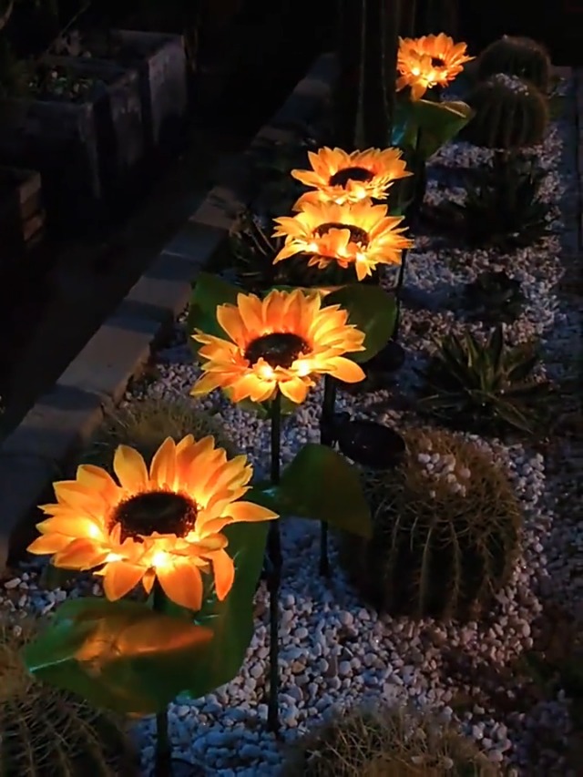 Luces Solares Led Exterior Jardin Decorativas 3 Luces Solares Decorativas De Girasol, Patio Al Aire Libre, Jardín Luces Solares Para Jardin