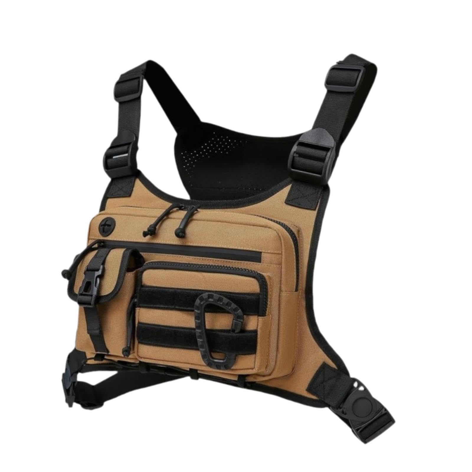 chest rig bag adjustable strap modern chest pouch for cycling walking picnic khaki | mens accessories | backpacks, bags & briefcases