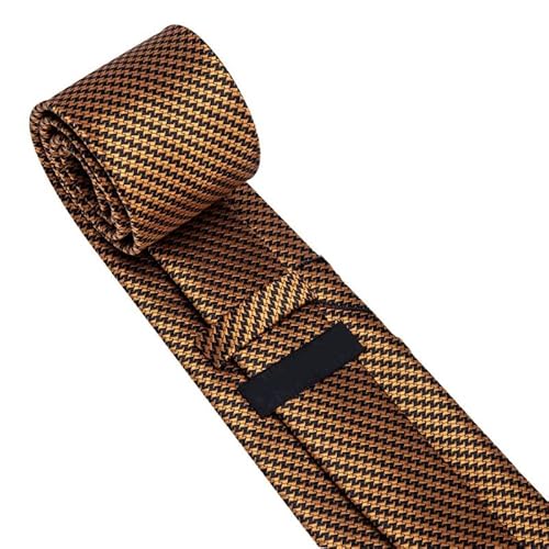 Mens Ties 100% Silk Jacquard Woven Brown Silk Ties For Men Hankerchief Cufflinks Neck Tie Set (Color : A, Size : One Size) #TOP5