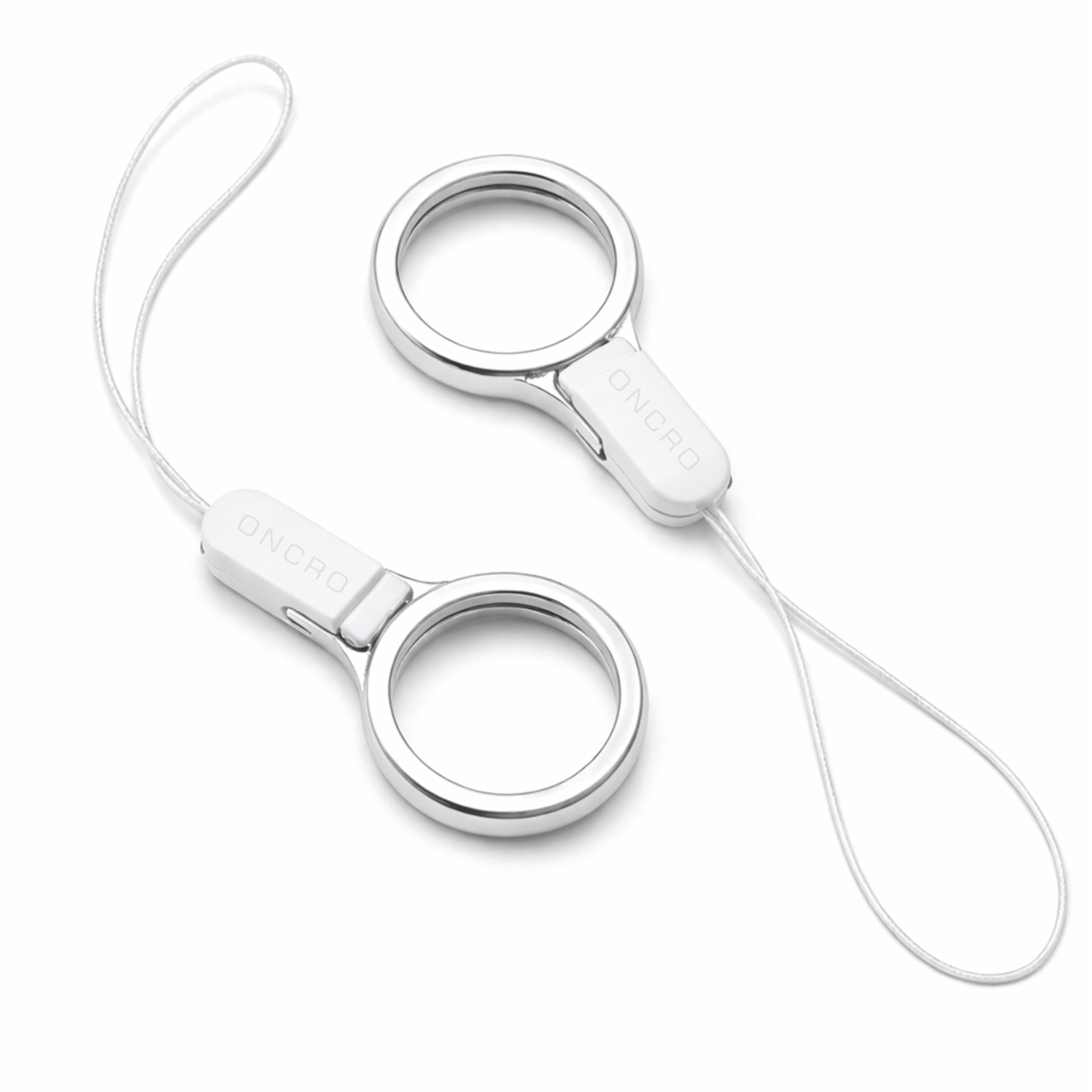 Pack of 2 Round Shape TPE Finger Ring White Silver Top with hanging charms Keychain Lanyard strap Charm Anti-Slip Thread for Mobile Phone charm Camera Pen Drive holder keychain key chain-image-3
