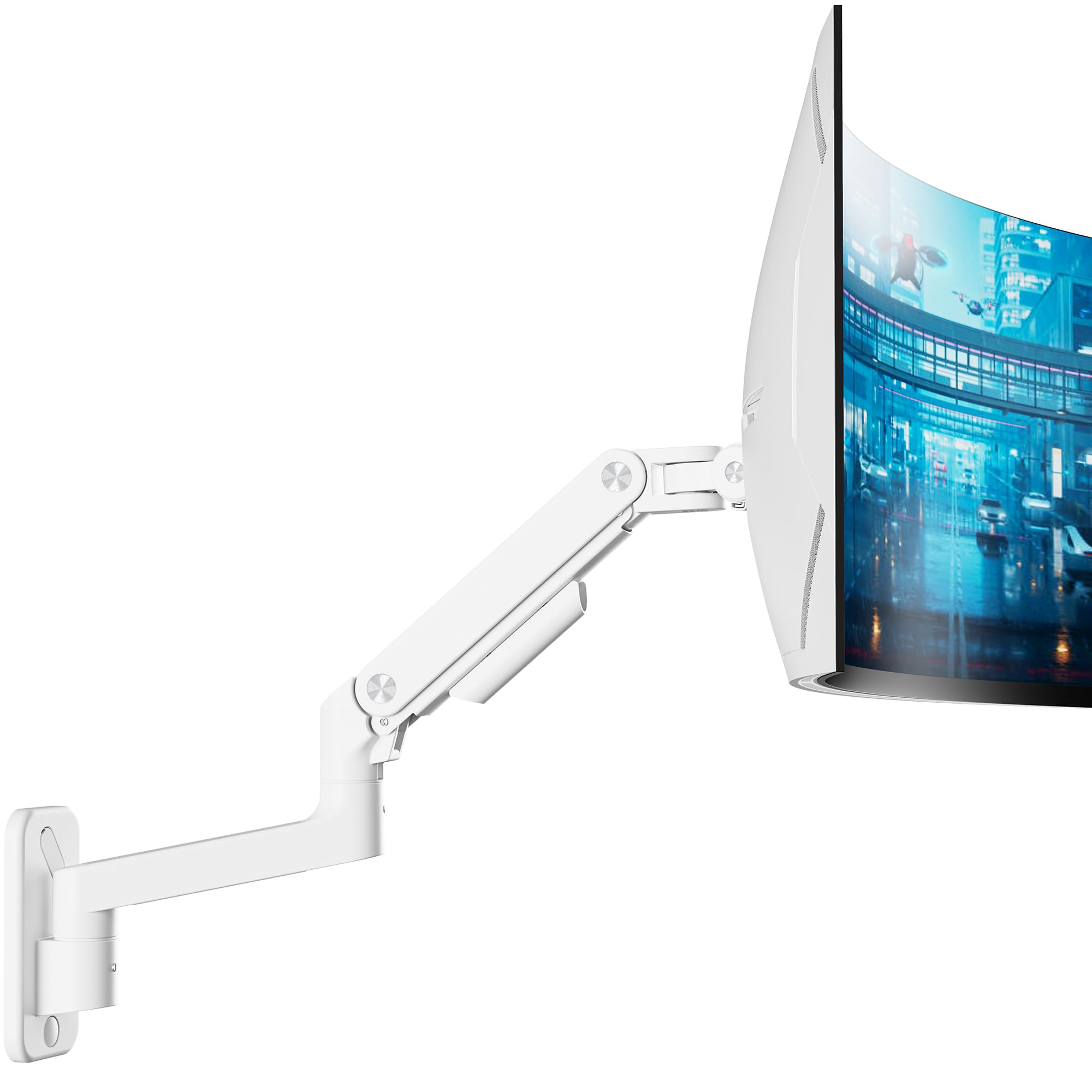 ARES WING Ultrawide Soporte Monitor Pared para Pantallas de 17 a 49 Pulgadas PC y TV, Brazo Monitor Pared con Resorte de Gas Ajustable, Inclinación y Giro, Load 2-20kg，VESA máx 100x100 mm