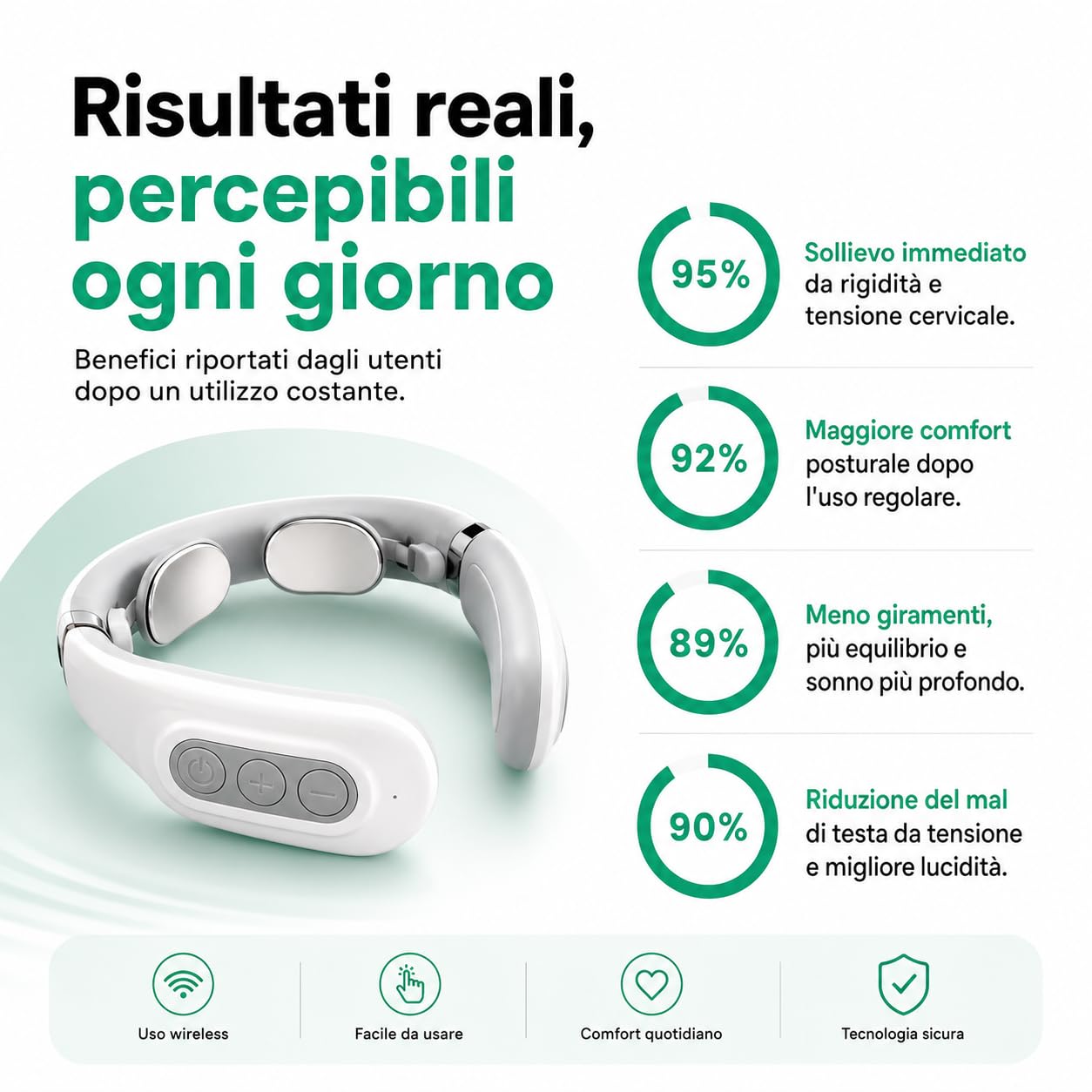Vertaline CerviRest Massaggiatore Cervicale Elettrico, Dispositivo per Collo e Spalle con Funzione Calore, 6 Programmi, 16 Livelli di Intensità, Stimolazione Muscolare, Design Wireless per Casa e Uffi